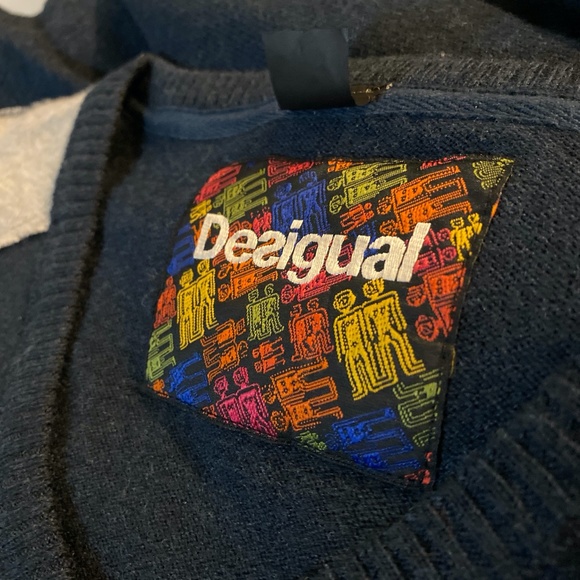 Vintage Y2K Oversized Argyle Patchwork V Neck - Picture 4 of 4